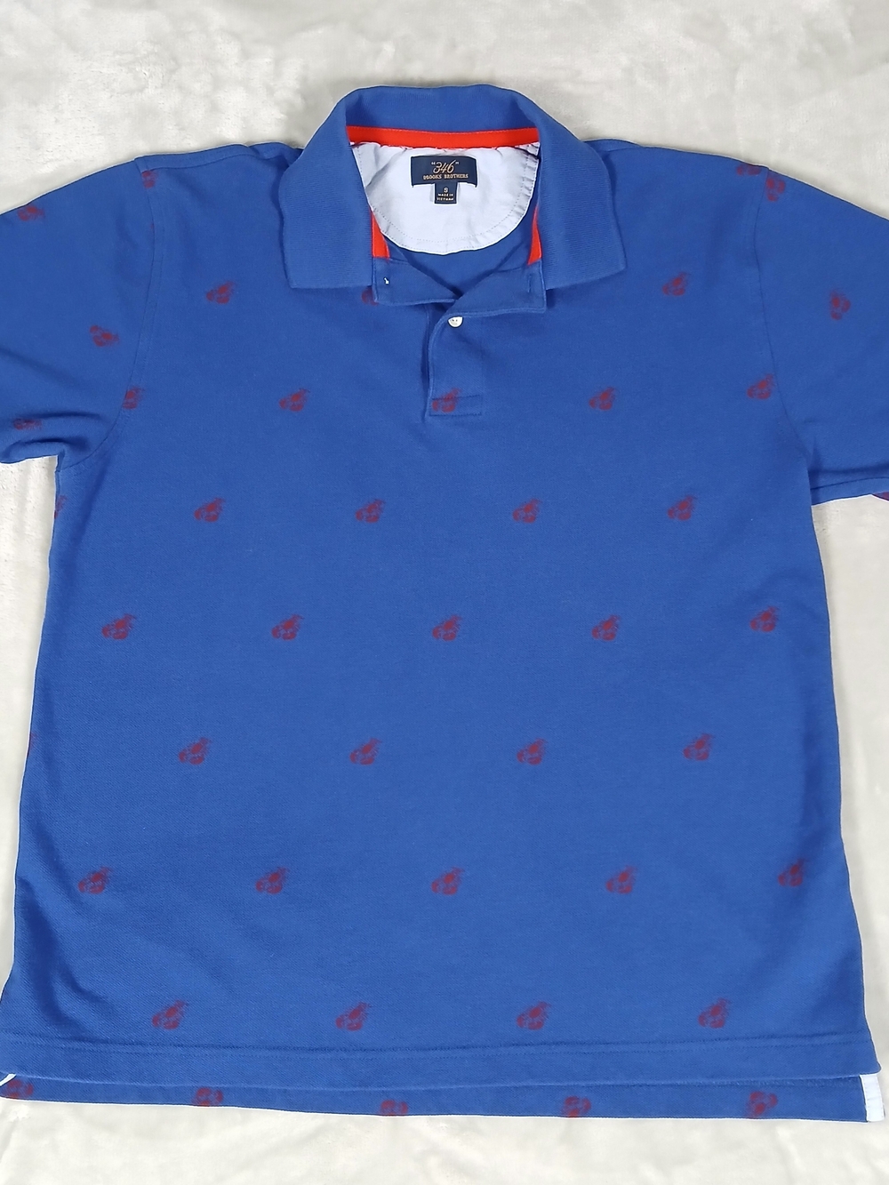 Brooks Brothers Polo Shirt S Men's All Over Print Lobsters Blue Nautical